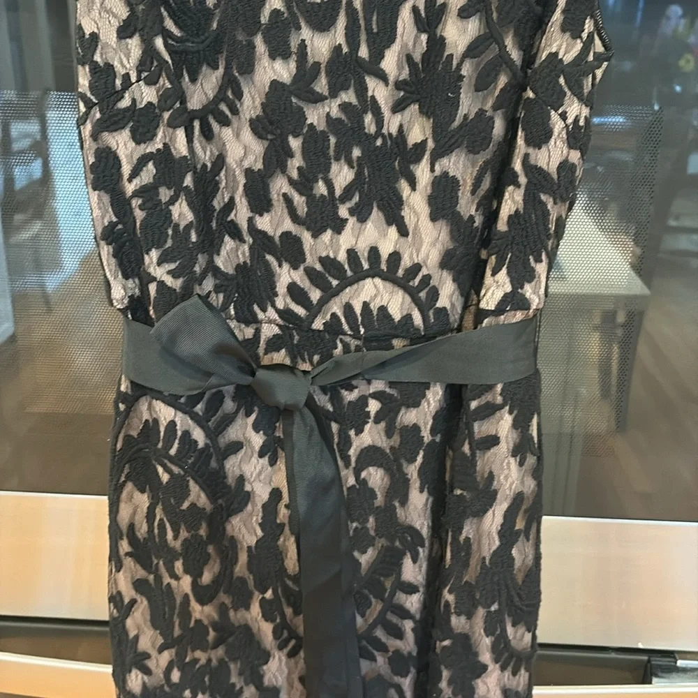 Adrianna Papell Black Lace Overlay Maxi Dress